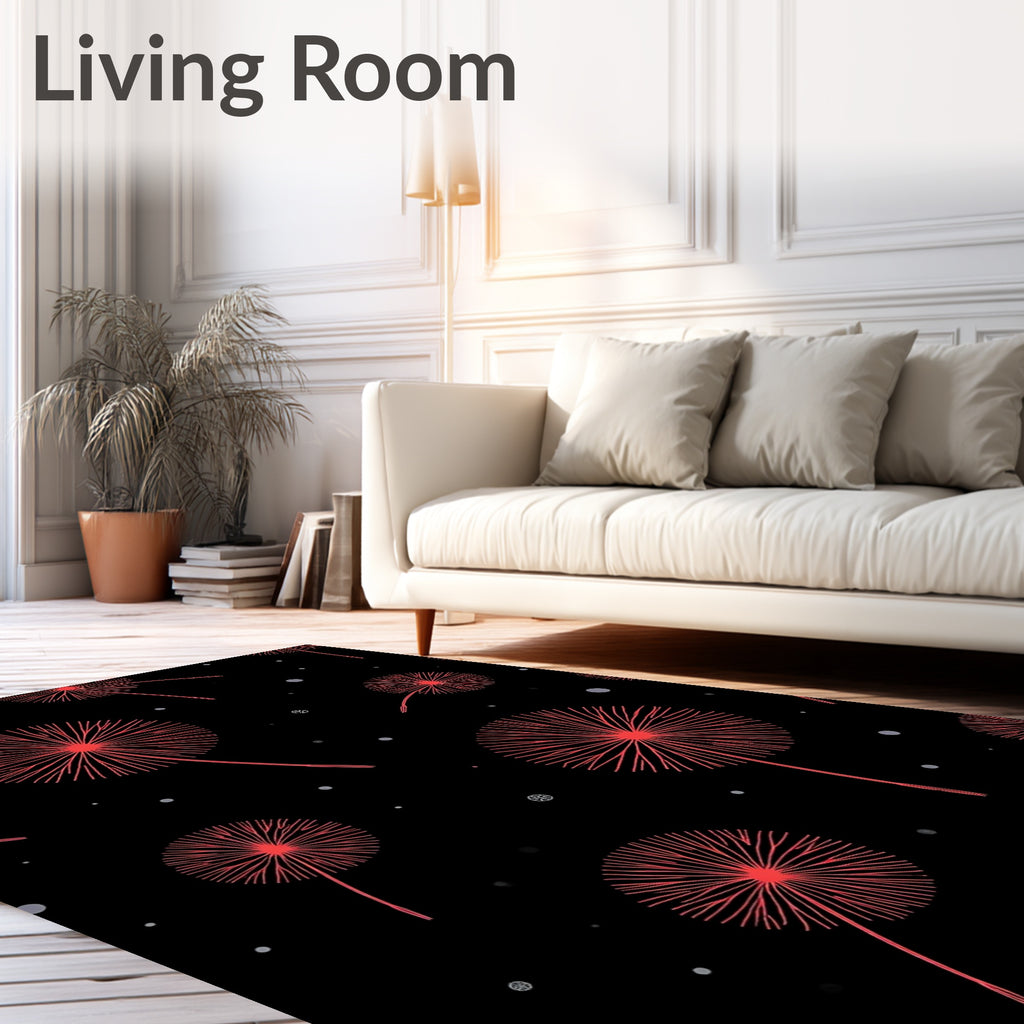 Abstract Red Dandelion Pattern Rug