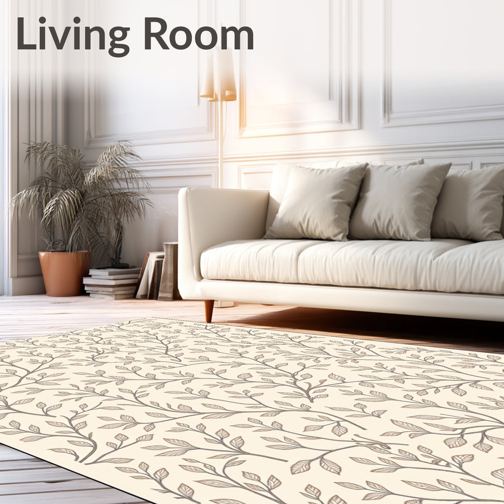 Delicate Vine Leaf Pattern Rug