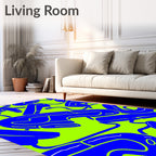 Bold Blue Abstract Organic Pattern Rug