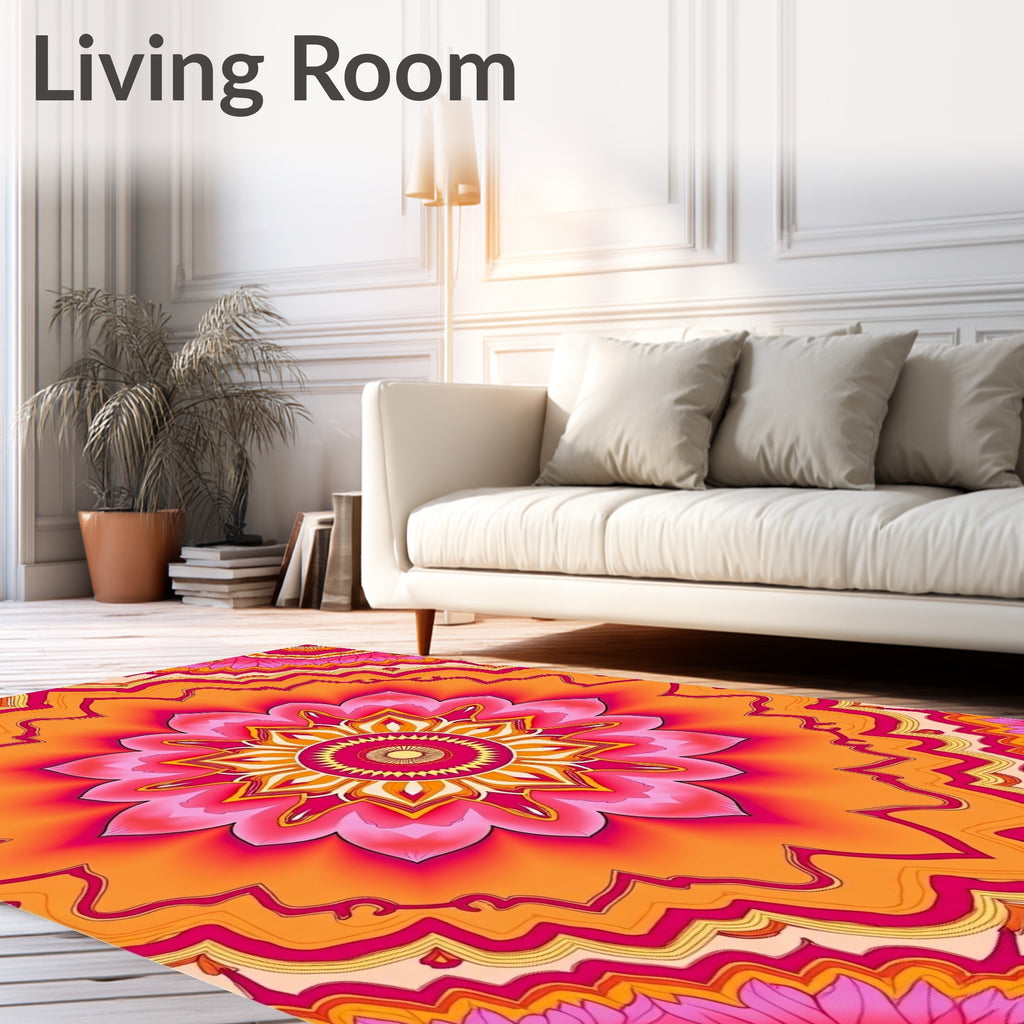 Vibrant Floral Mandala Pattern Rug