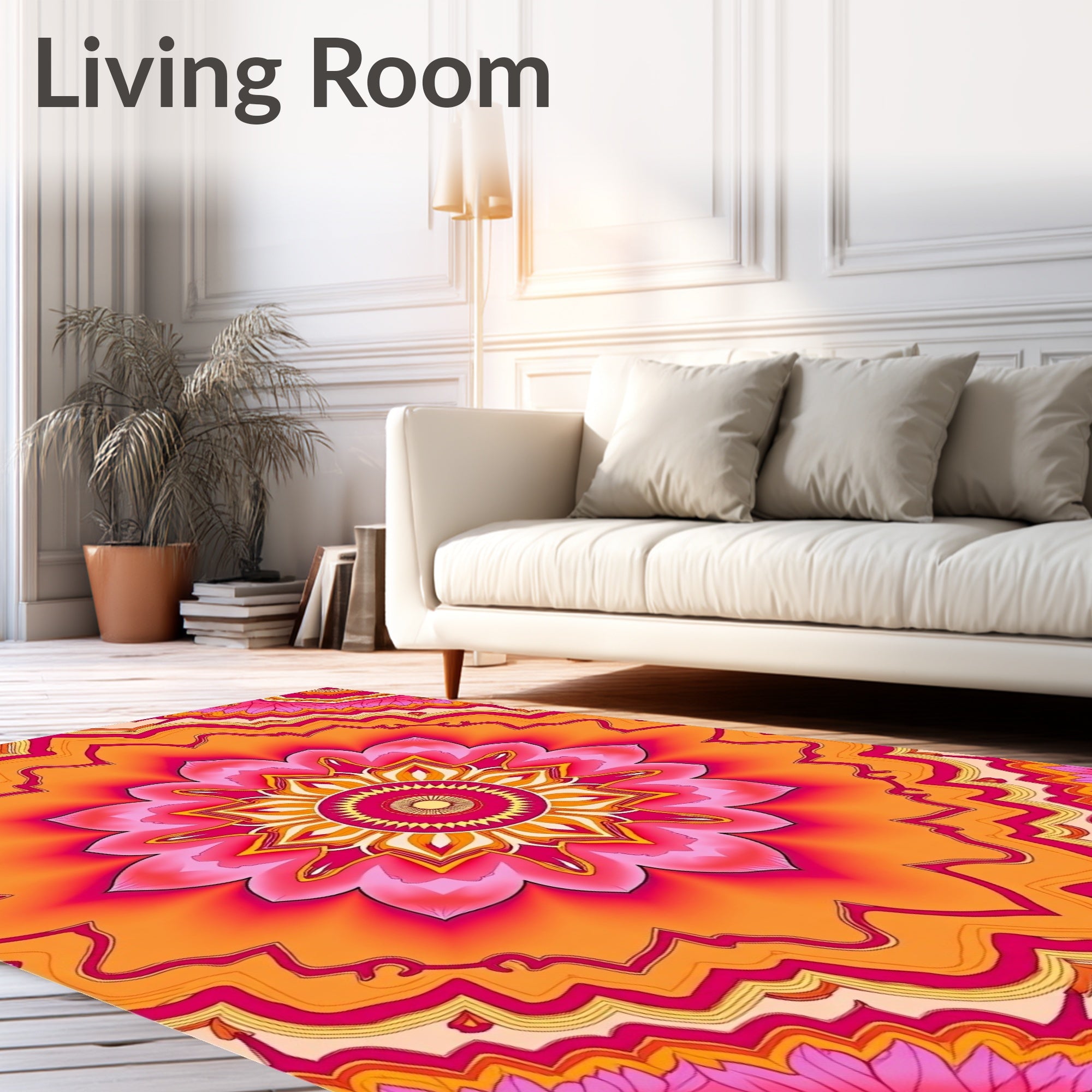Vibrant Floral Mandala Pattern Rug