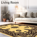 Elegant Brown Floral Swirl Pattern Rug