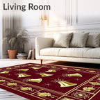 Gold Bell Holiday Festive Scatter Rug