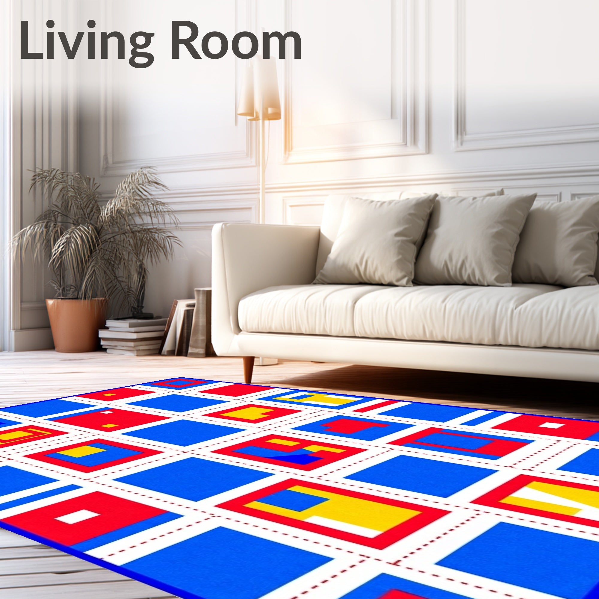 Abstract Geometric Blocks Pattern Rug