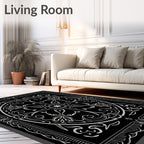 Monochromatic Floral Mandala Pattern Rug