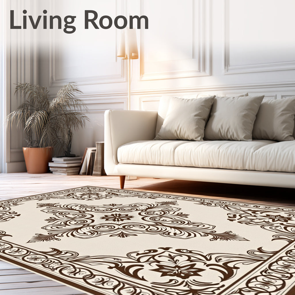 Ornate Floral And Scrollwork Pattern Rug
