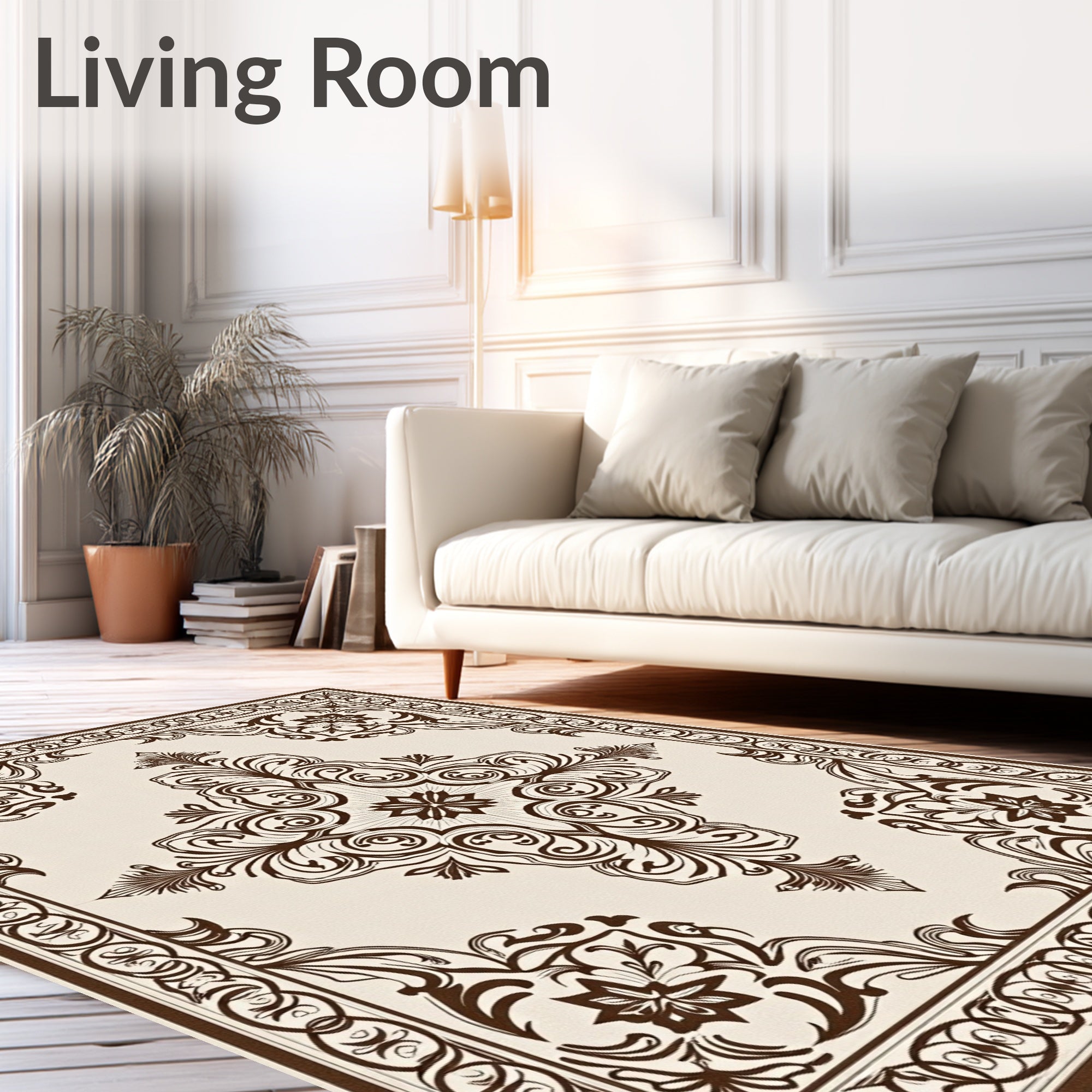 Ornate Floral And Scrollwork Pattern Rug