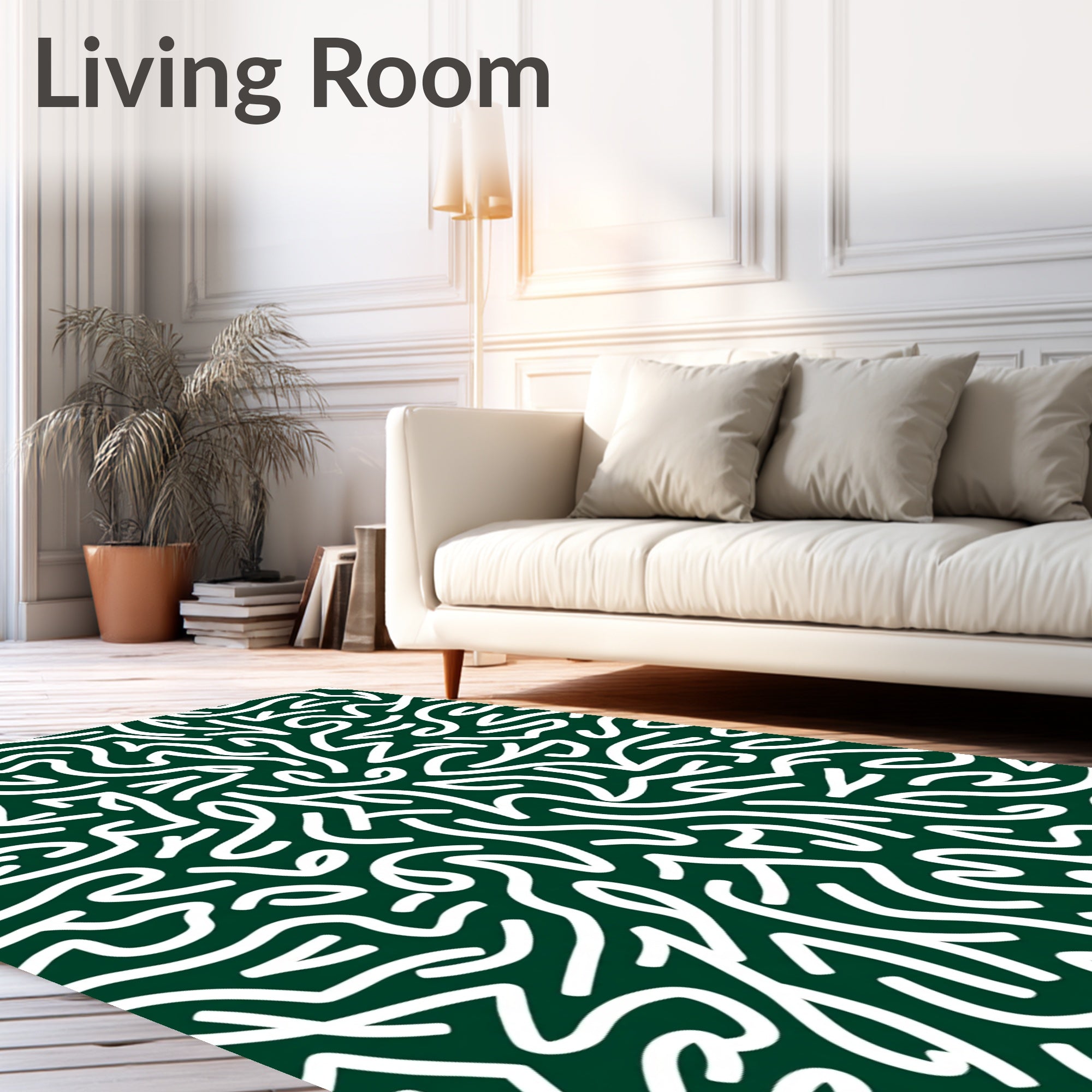 Abstract Organic White Swirls Rug
