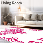 Ornate Pink Swirl Floral Pattern Rug