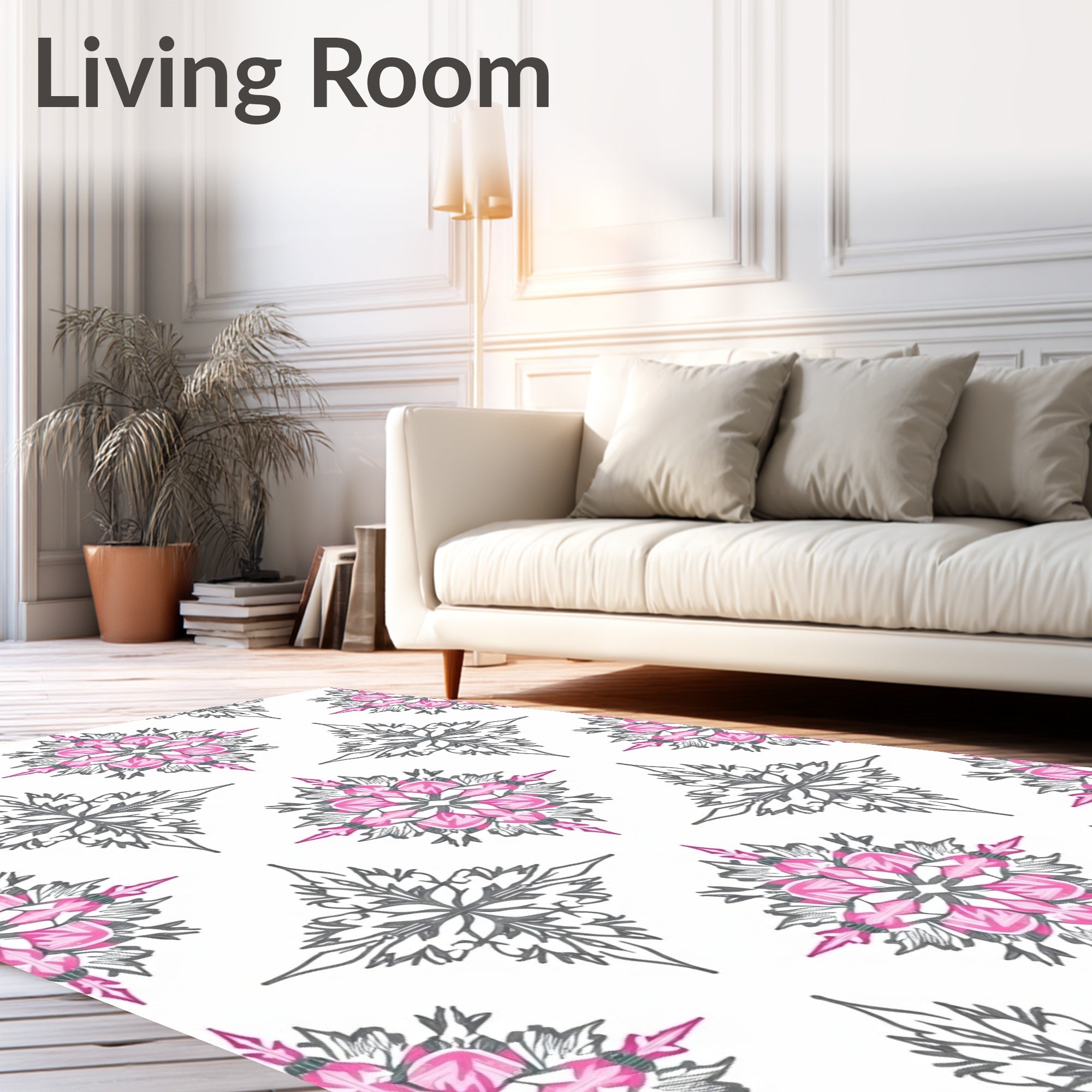 Pink Gray Medallion Artful Bloom Rug