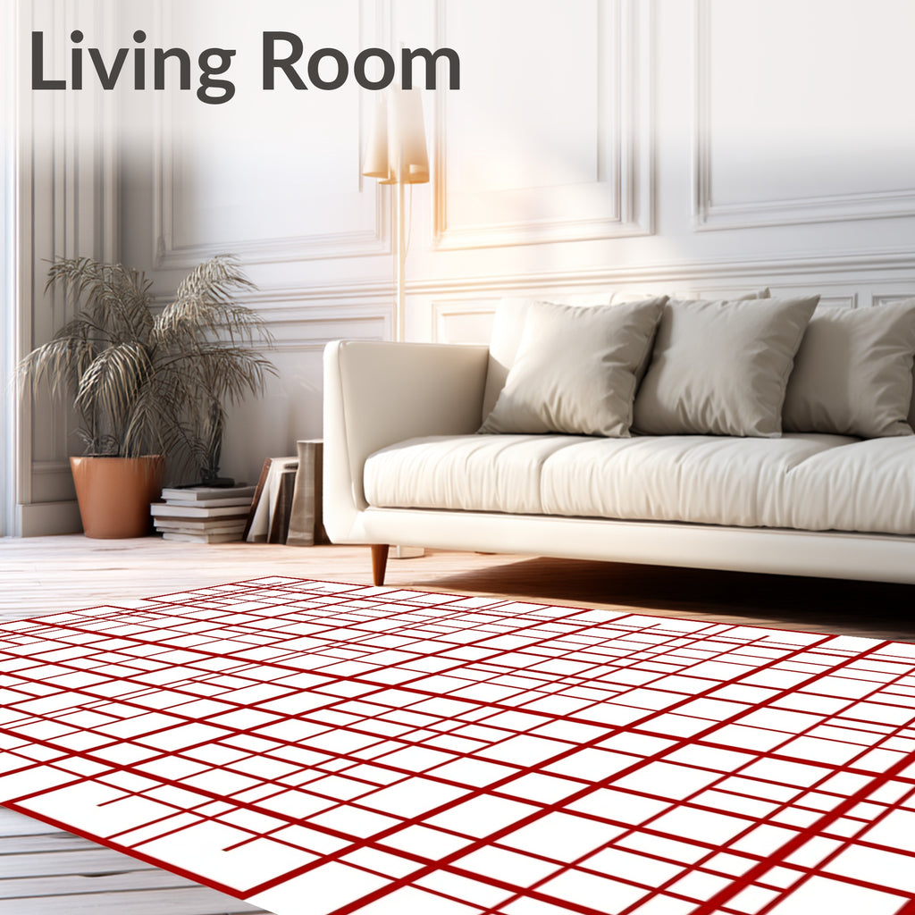 Red Abstract Geometric Stripe Design Rug