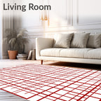 Red Abstract Geometric Stripe Design Rug