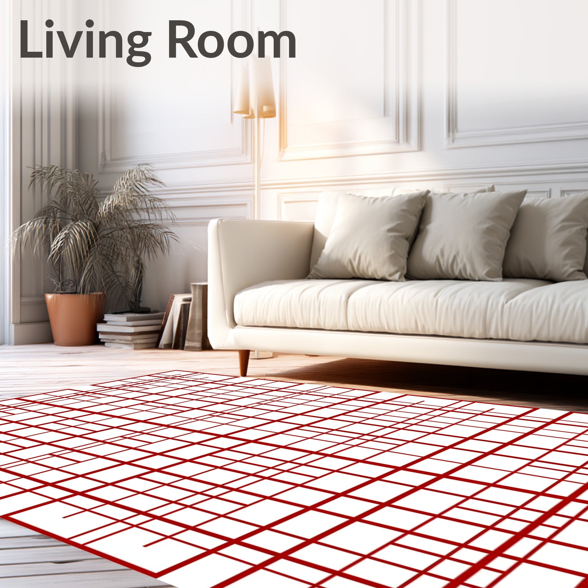 Red Abstract Geometric Stripe Design Rug