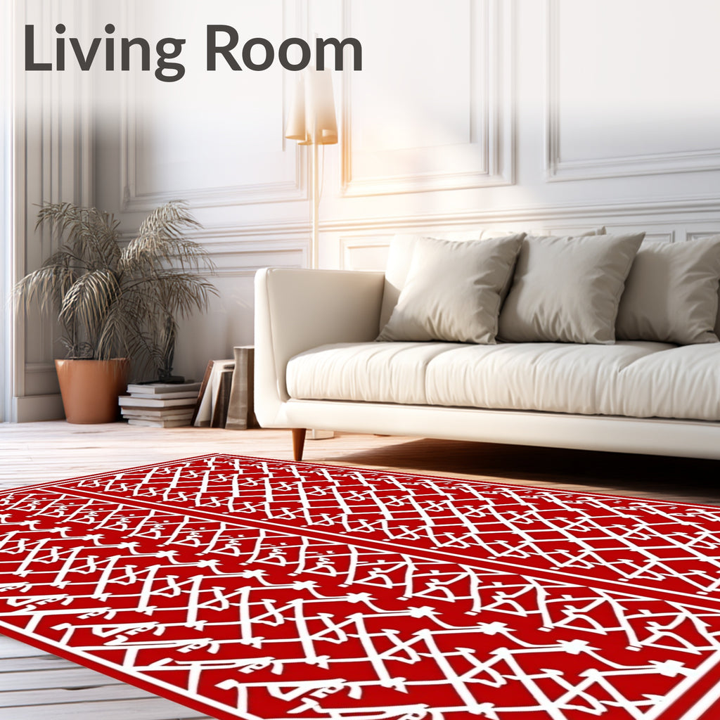 Red Diamond Chain Traditional Design Rug