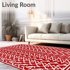 Red Diamond Chain Traditional Design Rug