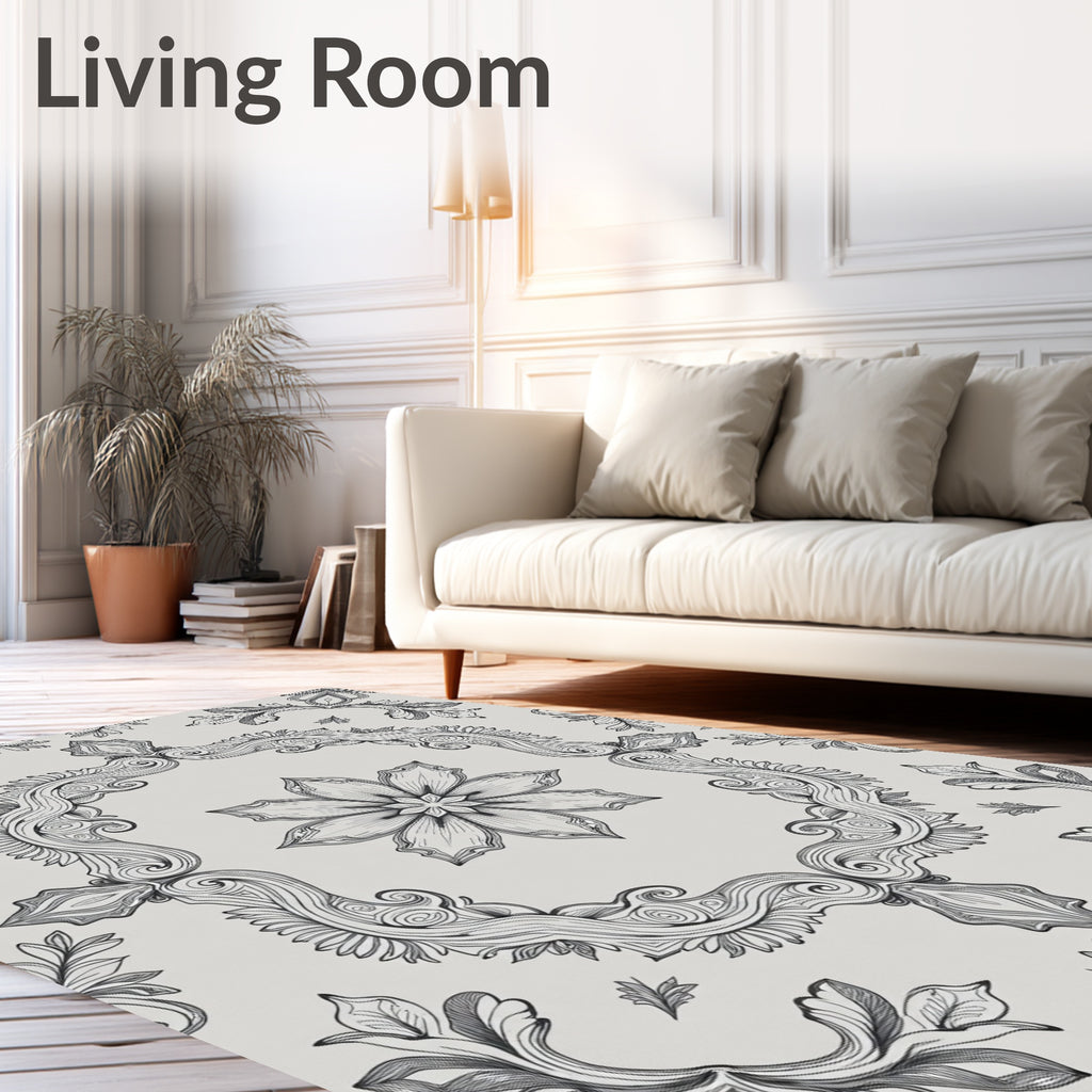Elegant Floral Scrollwork Pattern Rug