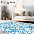 Abstract Blue Organic Pattern Rug