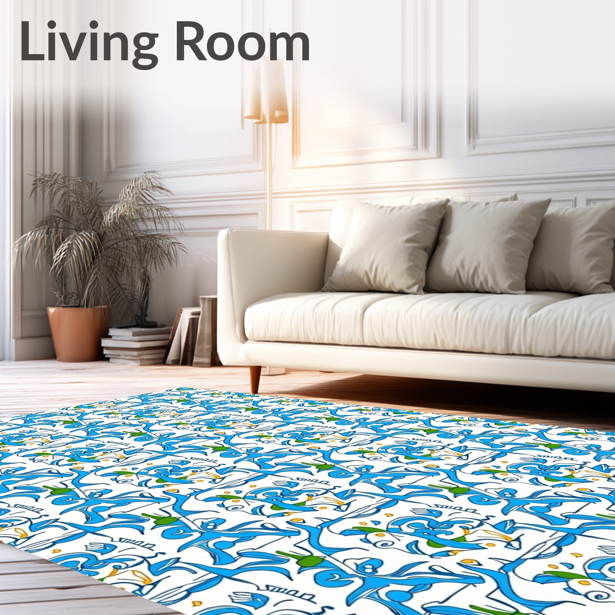 Abstract Blue Organic Pattern Rug