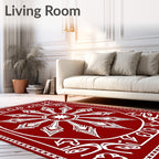 Crimson Sunburst Radial Border Rug