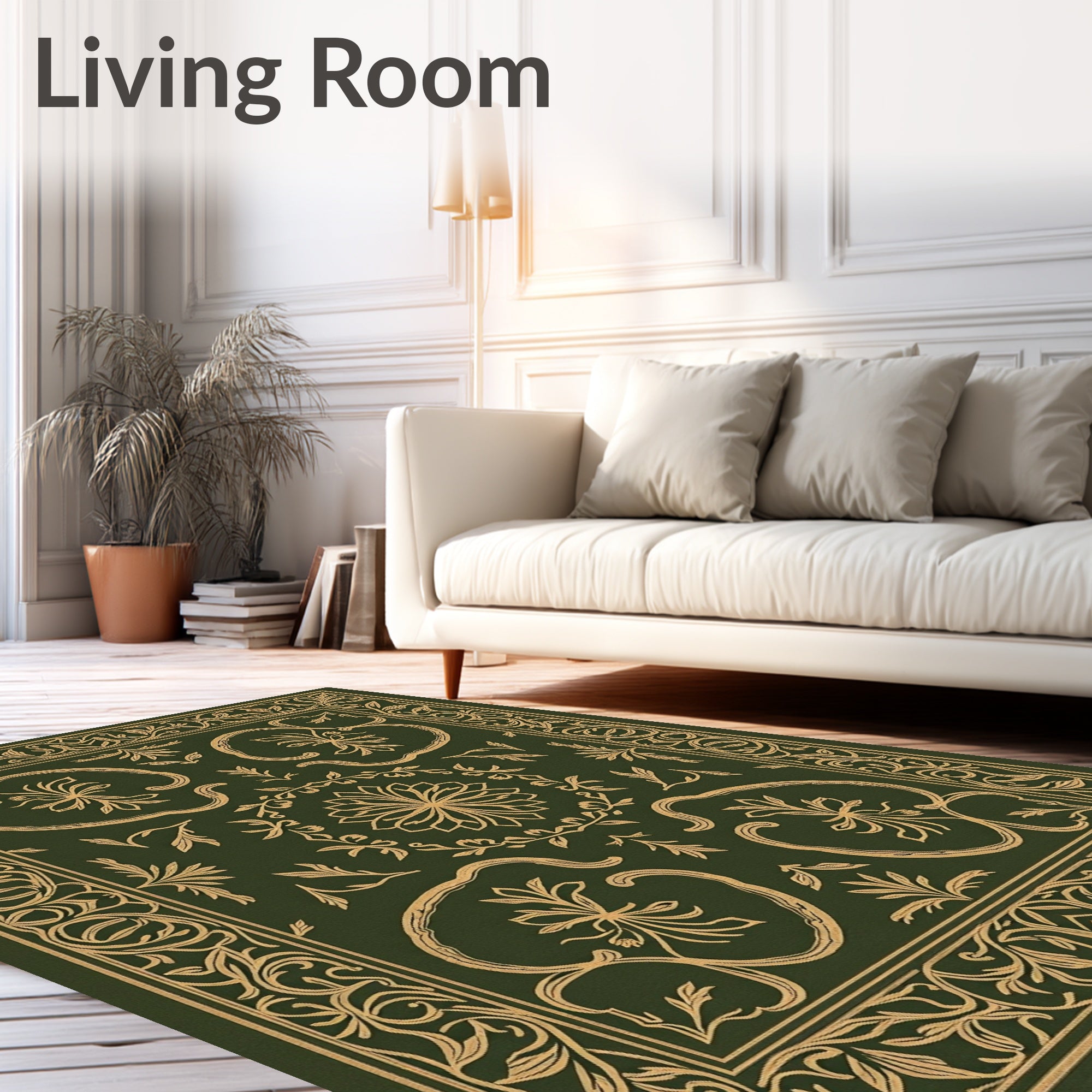 Ornate Floral Scrollwork Pattern Rug
