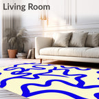 Bold Blue Wavy Pattern Rug