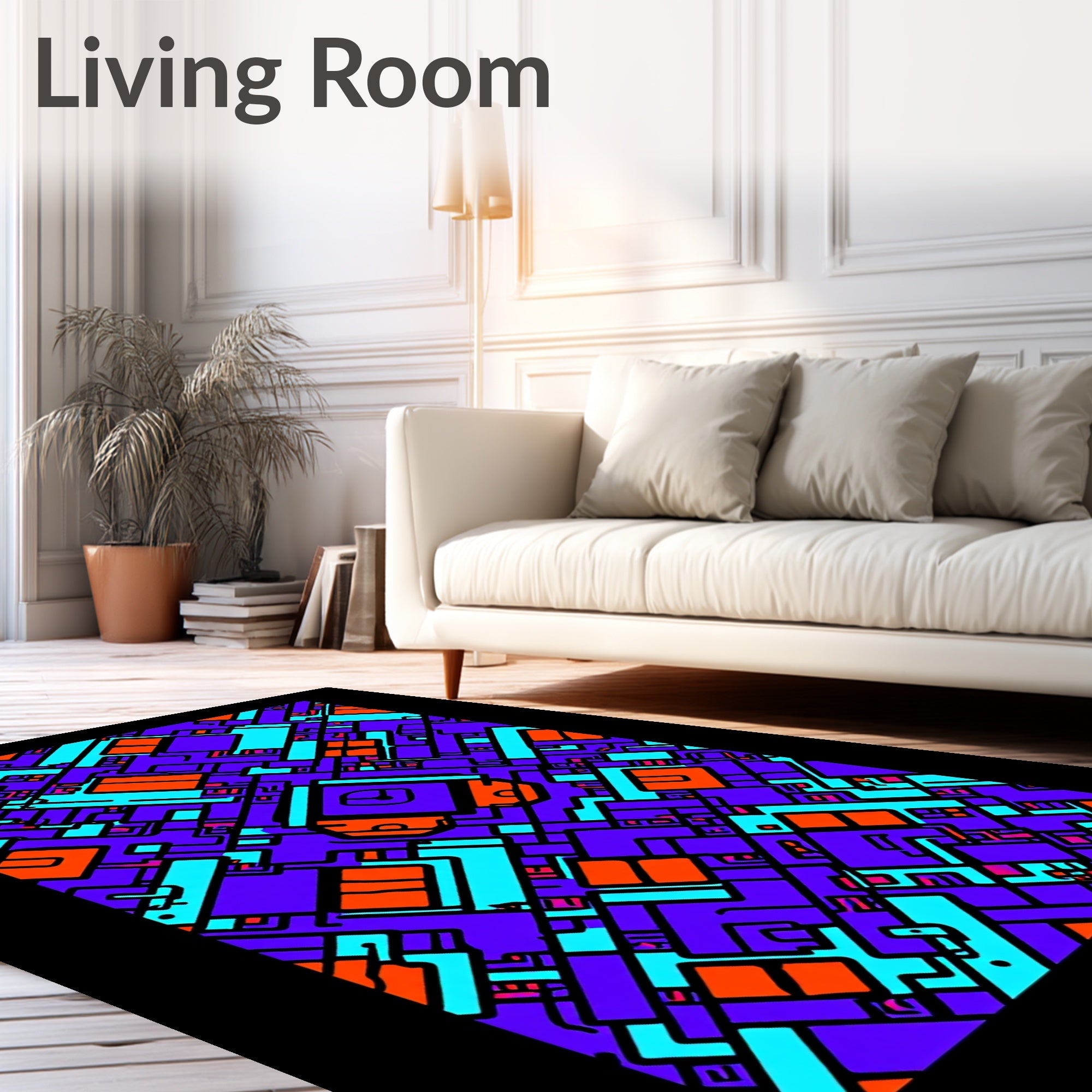 Abstract Circuit Board Geometric Rug