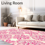Pink Floral Medallion Pattern Rug