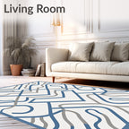Abstract Blue Gray Interlocking Lines Rug