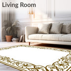 Ornate Floral Scrollwork Border Design Rug
