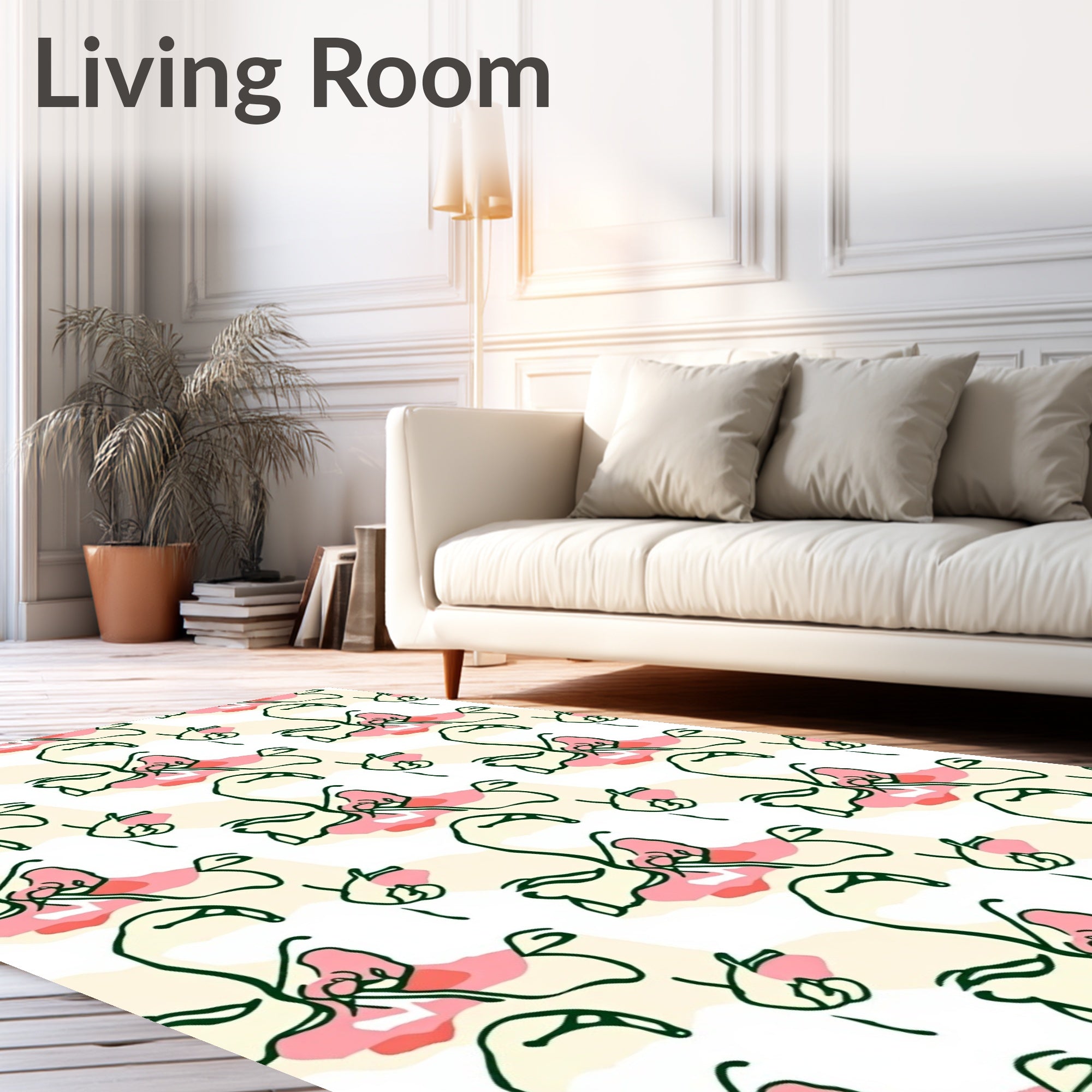 Abstract Floral Swirls Pattern Rug