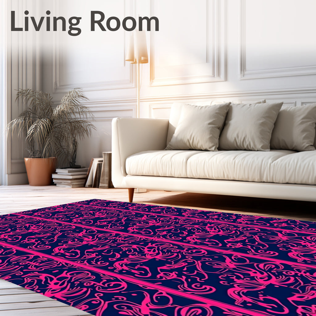 Bold Pink Abstract Swirl Pattern Rug