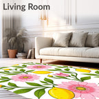 Charming Lemon Pink Floral Pattern Rug