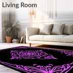 Ornate Floral Centerpiece Square Pattern Rug