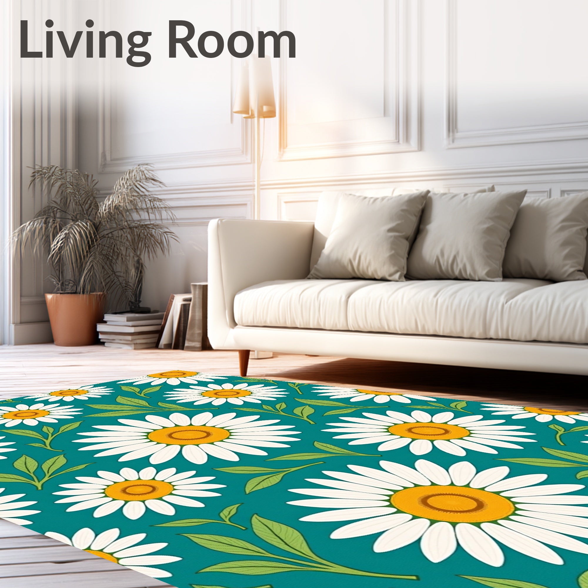 Daisy Floral Pattern Design Rug