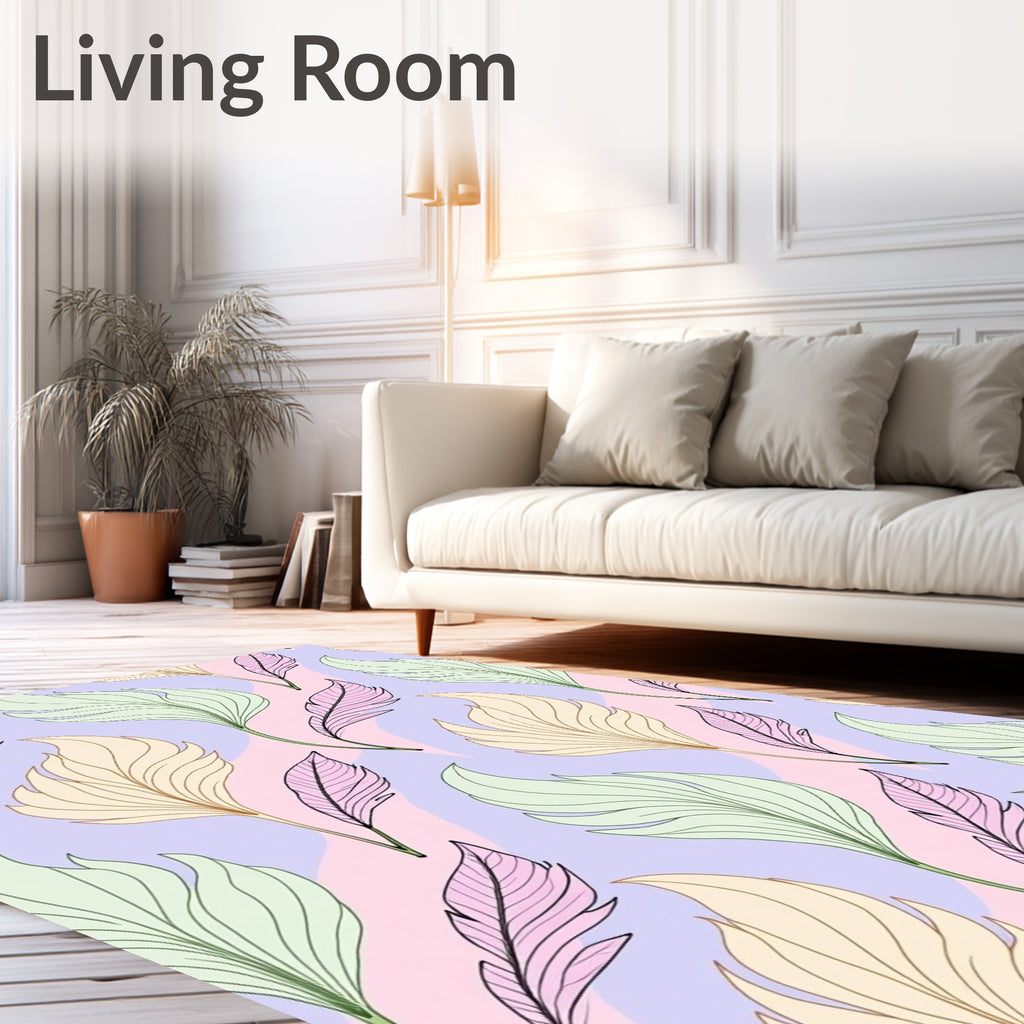Pastel Feather Pattern Rug