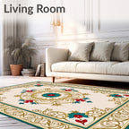 Elegant Floral Medallion Cream Rug