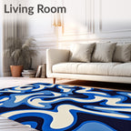 Abstract Blue Swirls Pattern Rug