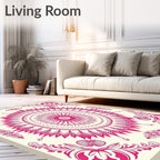 Pink Floral Mandala Pattern Rug