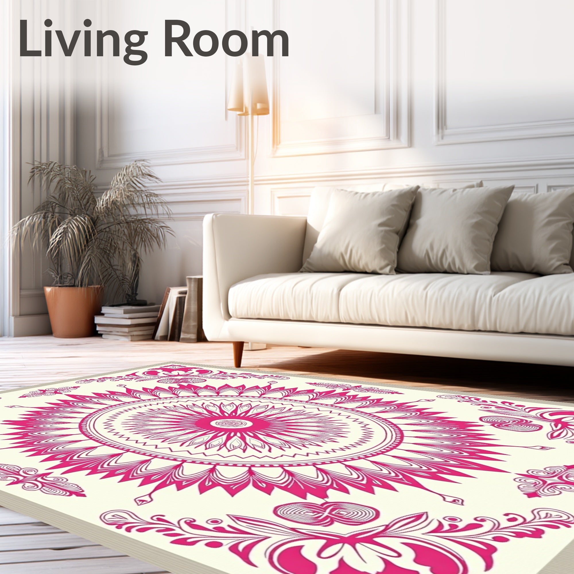 Pink Floral Mandala Pattern Rug