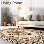 Ornamental Floral Medallion Border Rug