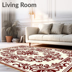 Rich Crimson Baroque Floral Filigree Rug