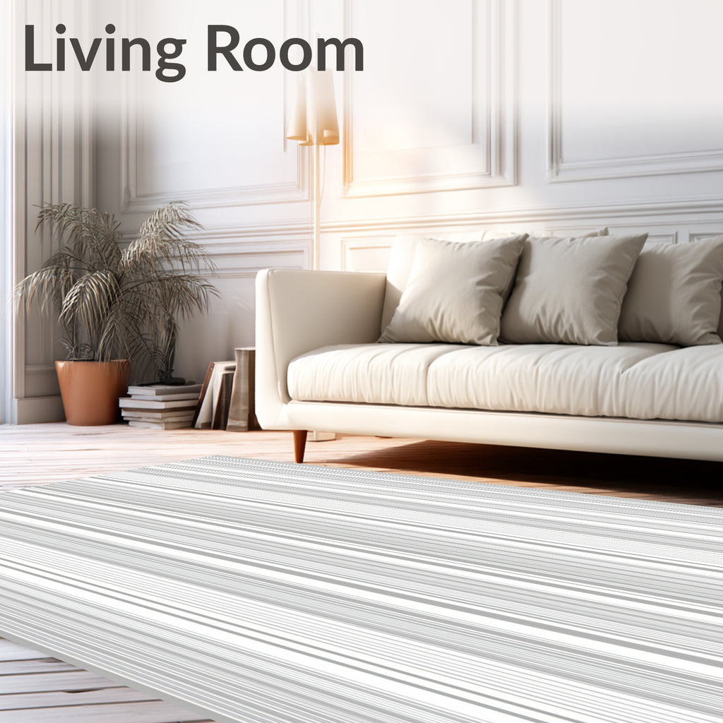 Minimalist Gray Vertical Stripe Pattern Rug