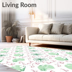 Light Green Pink Calligraphy Floral Rug