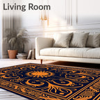 Ornate Sun and Vine Patterned Rug
