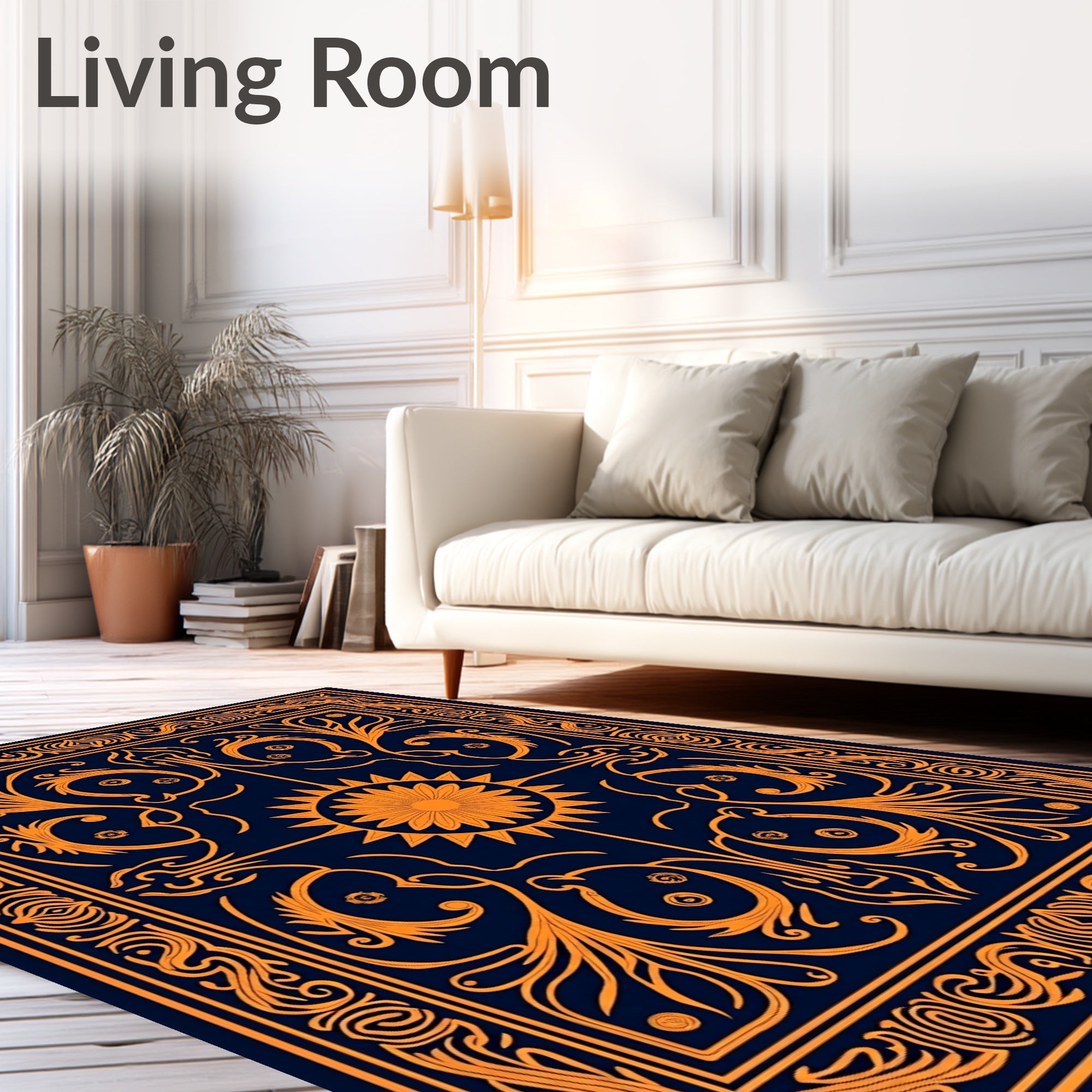 Ornate Sun and Vine Patterned Rug
