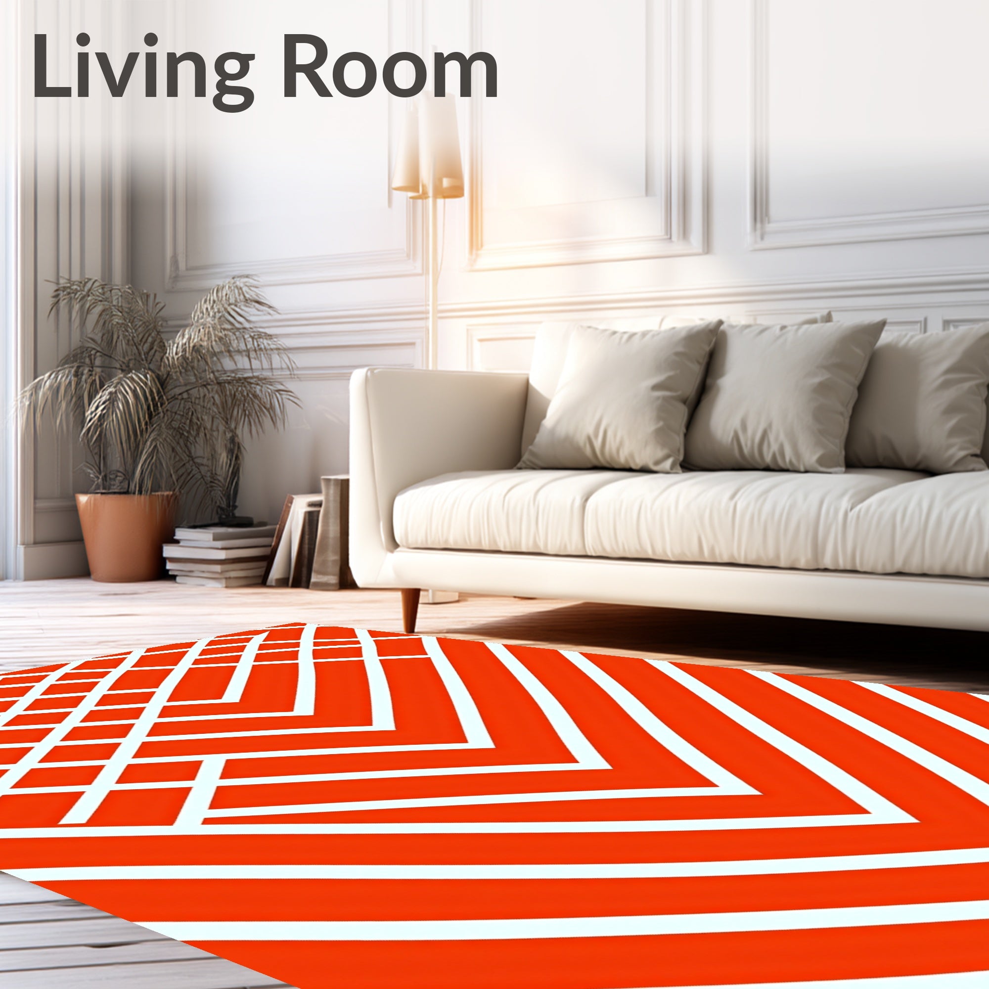 Bold White Lines Geometric Rug