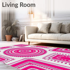 Vibrant Pink Geometric Pattern Design Rug