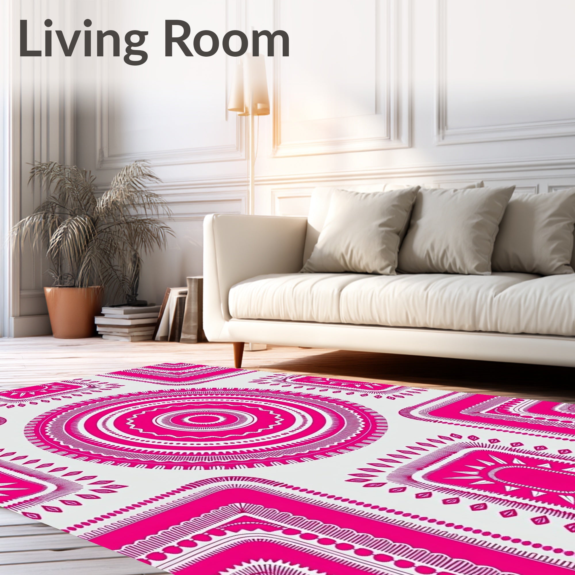 Vibrant Pink Geometric Pattern Design Rug