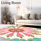 Pink Teal Floral Mandala Radiance Rug