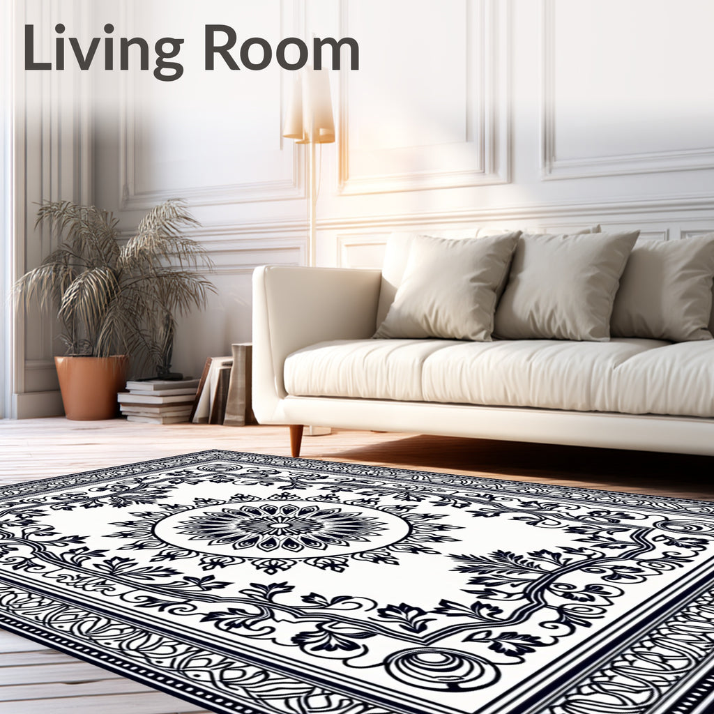 Classic Floral Medallion Border Design Rug